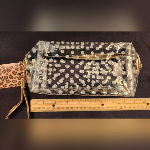 Clear/Silver Polka Dot Makeup Bag Set - Picture 8 of 11